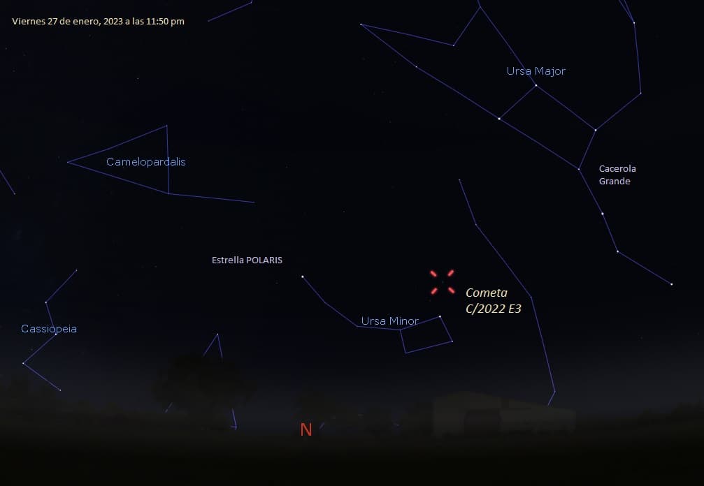Ubicación C/2022 E3 (ZTF) Enero 27 del 2023 11:50pm